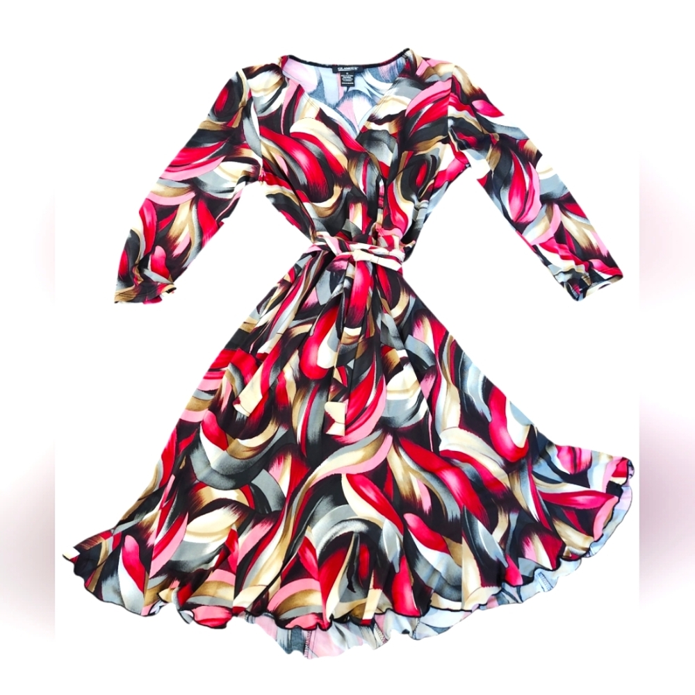 Glamour women's wrap dress with fluted skirt Size 10